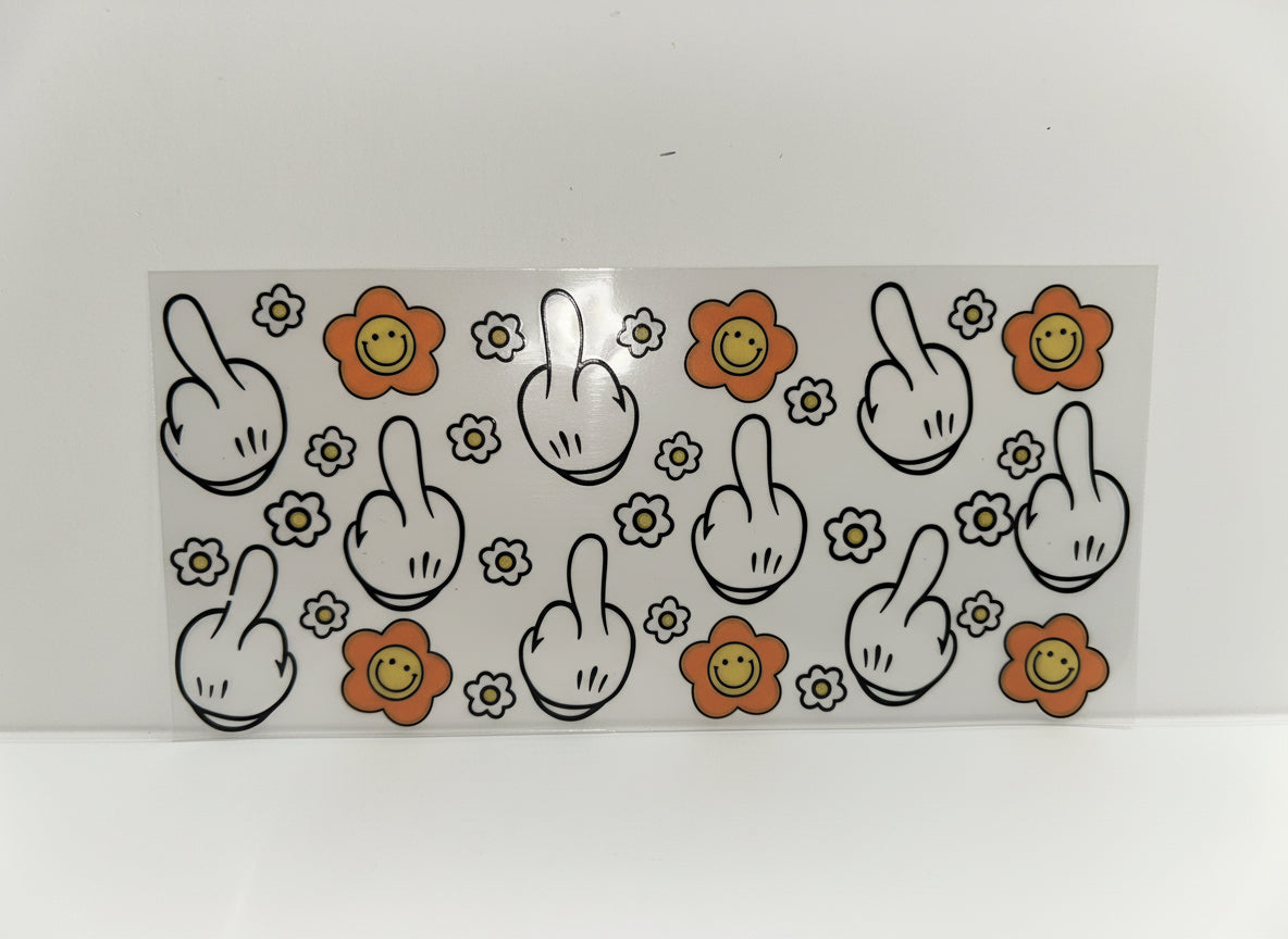 H354 Rude fingers with flowers