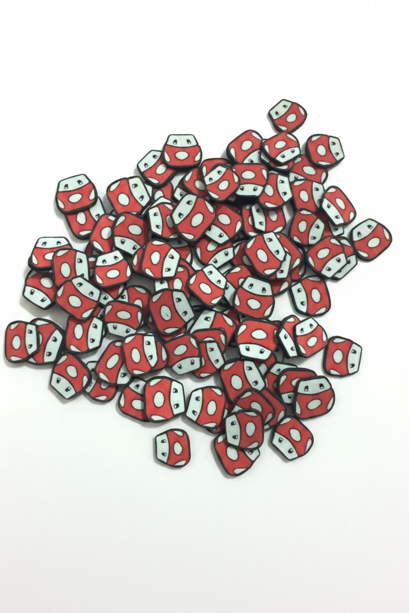 Mario Bros Mushroom Clay Pieces – Shaped Glitter 8g | Luxy Customs