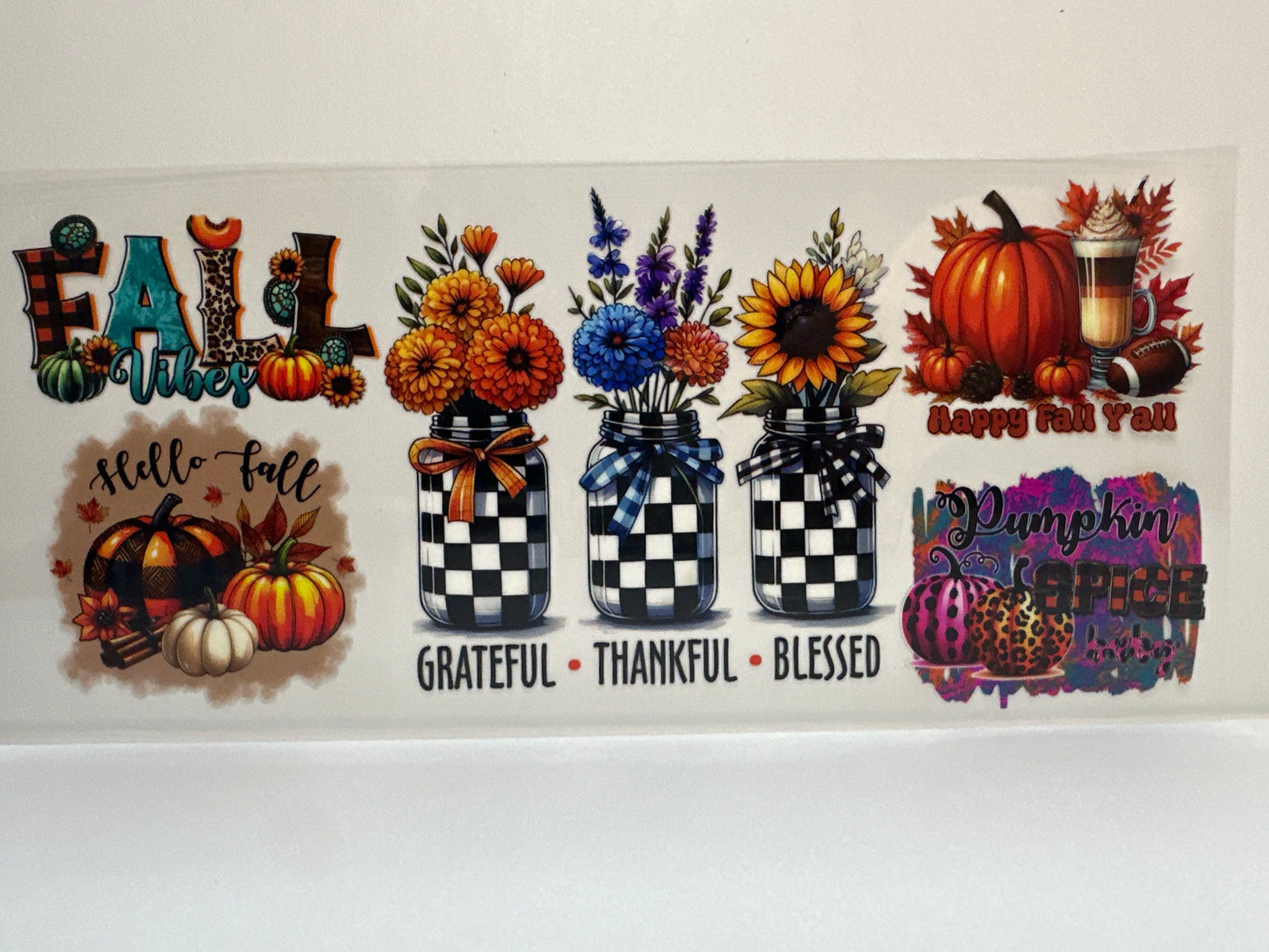 F402 fall vibes grateful thankful, blessed pumpkin spice w/flowers