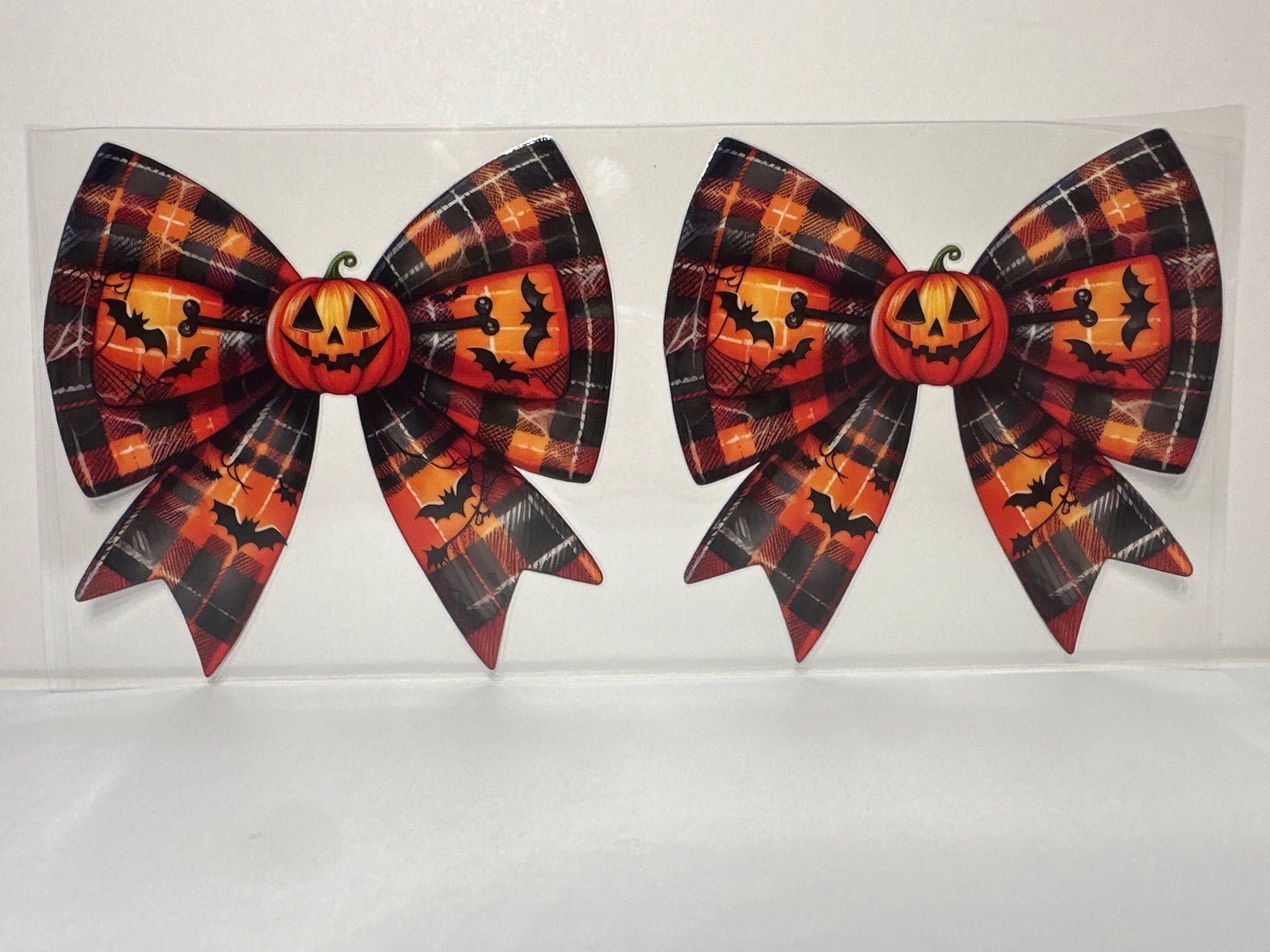 F140 Halloween pumpkin bow with bats