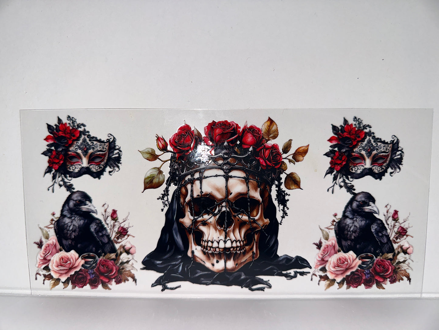 G1266 skulls crows and roses