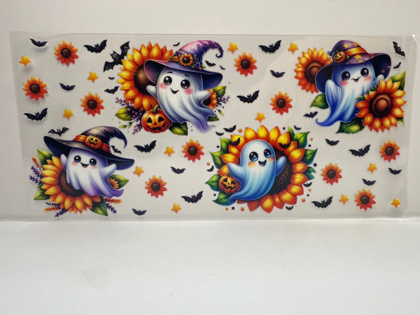 F815 cute ghost Halloween with sunflowers and bats