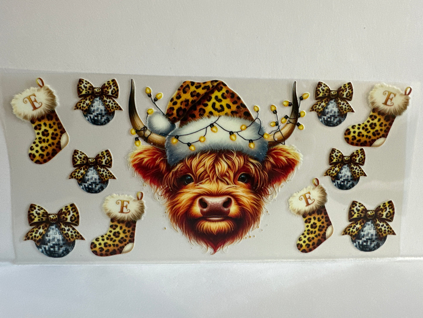 H85 animal print Christmas Cow