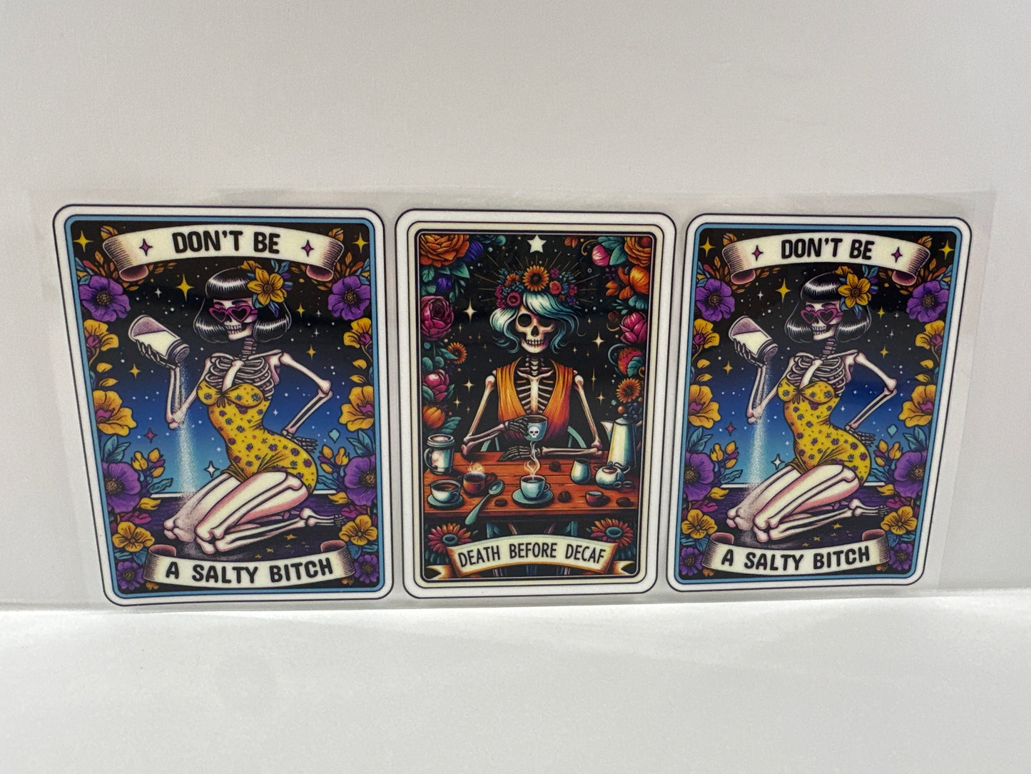 G535 don’t be a salty bitch death before decaf tarot cards