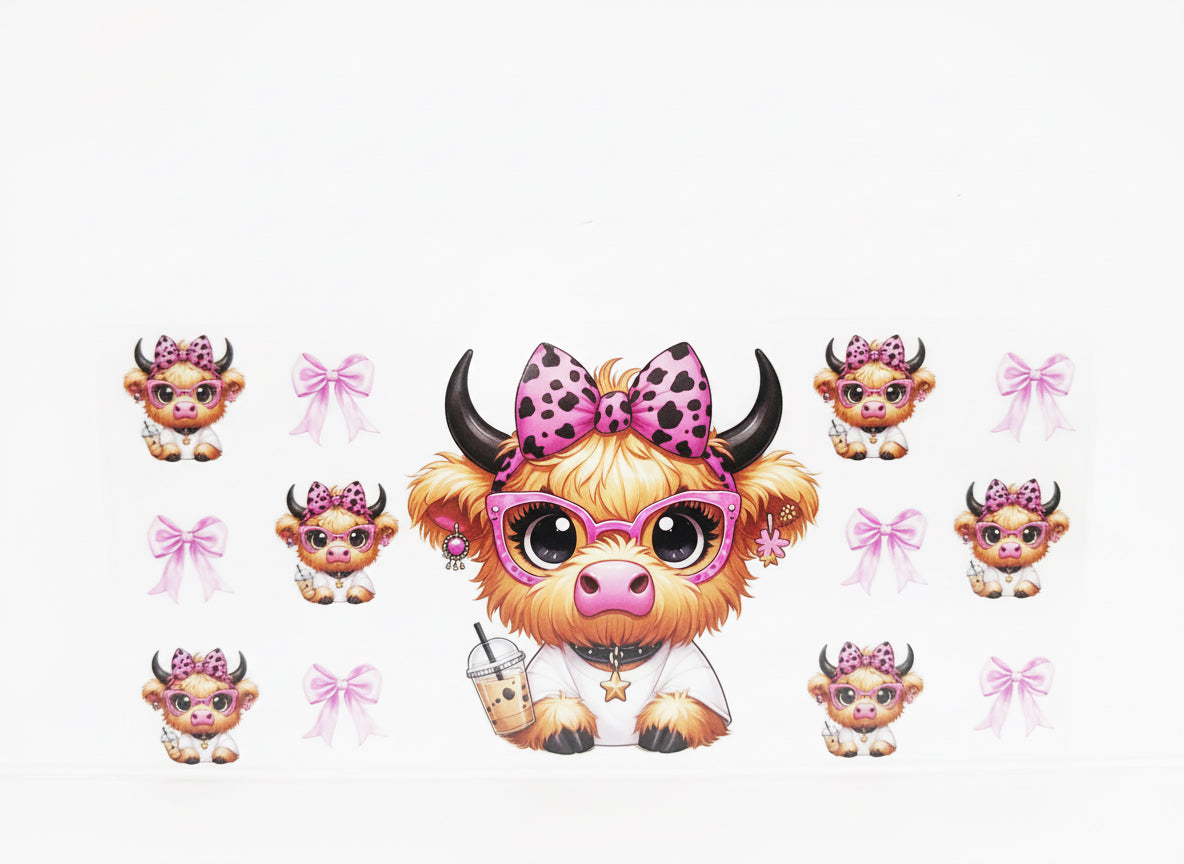 H473 coffee cow with bows