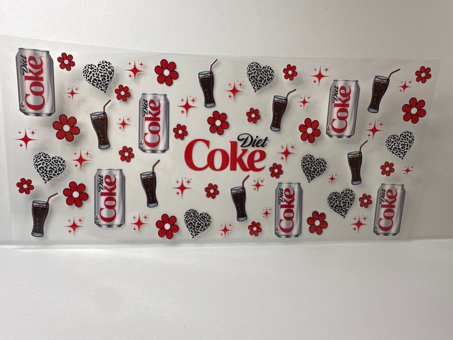 F761 Diet Coke with red flowers and black hearts