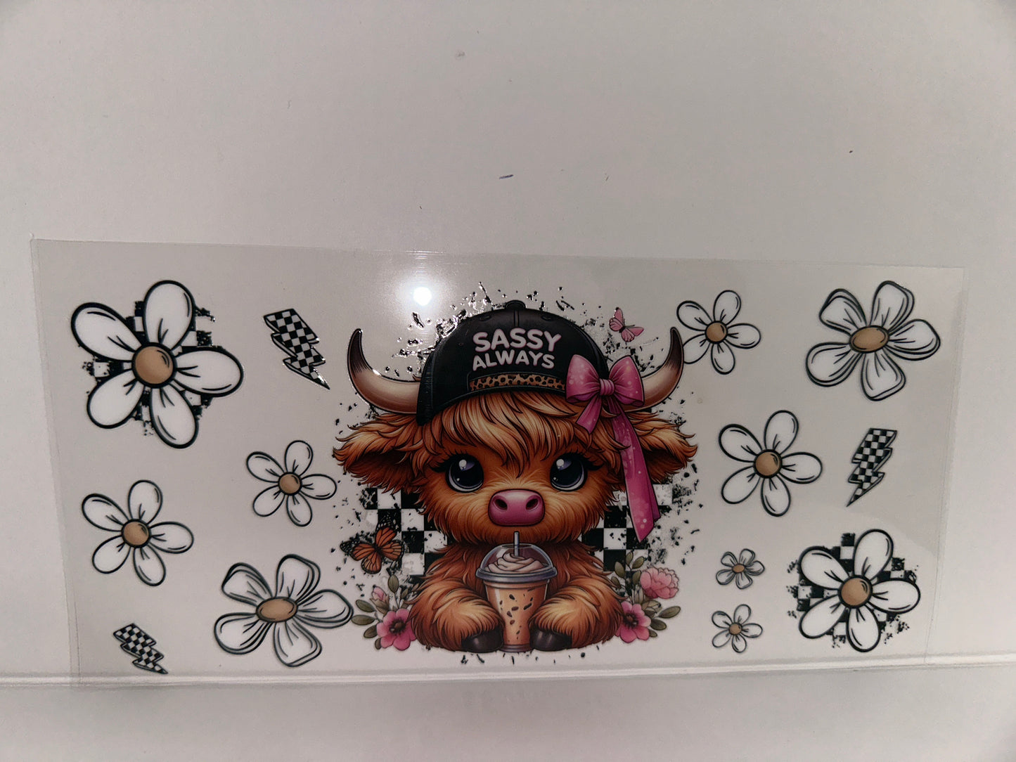 H475 coffee always sassy cow with flowers