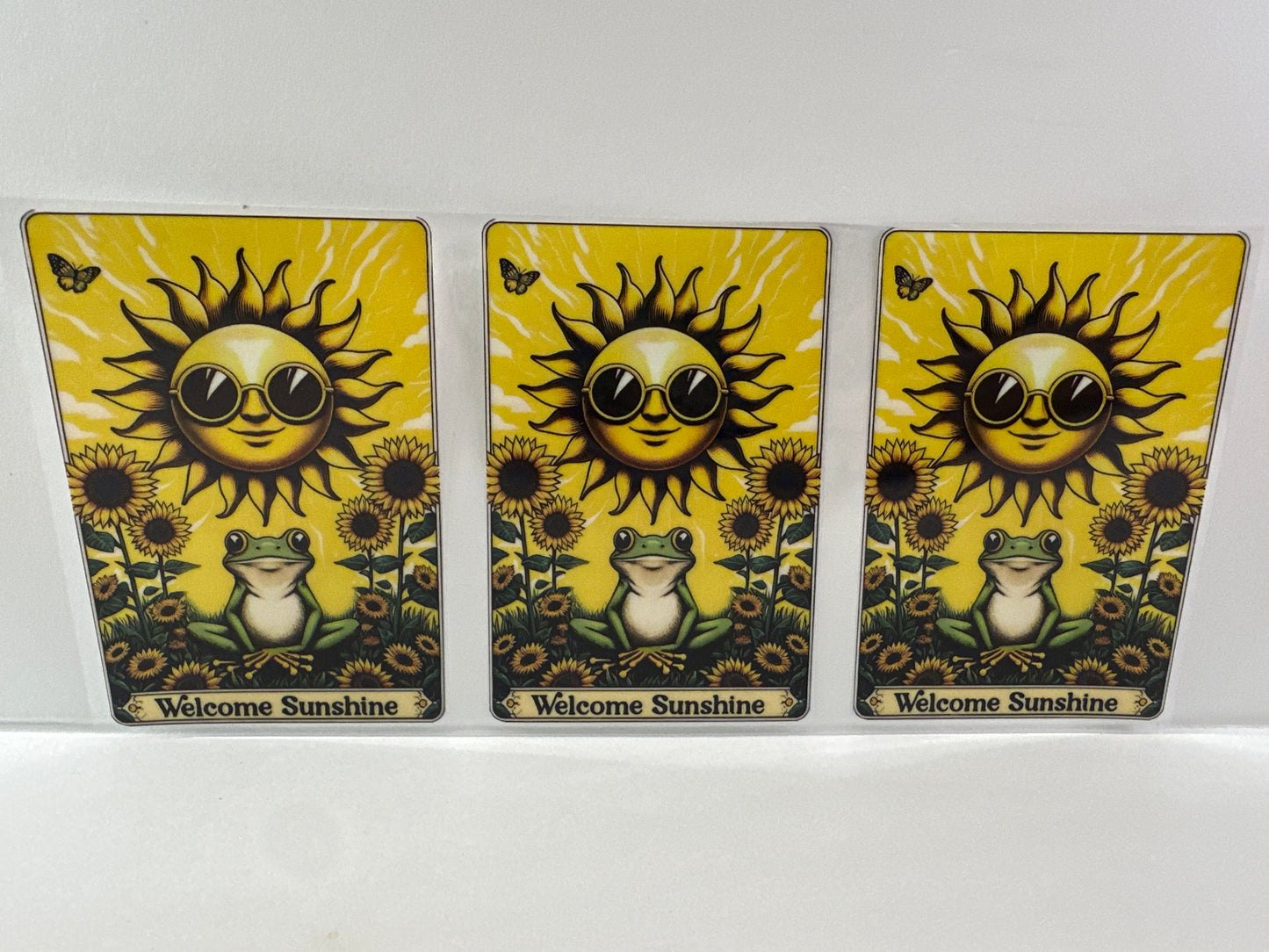 G548 welcome sunshine with frog and flowers tarot card