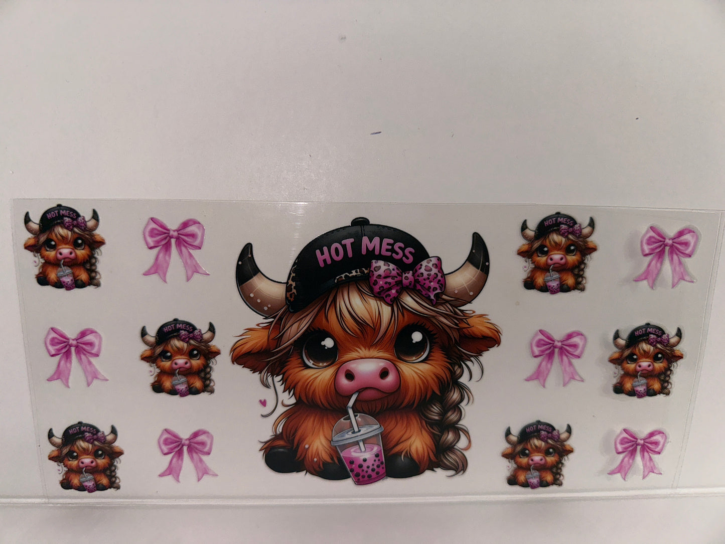 H480 coffee hot mess cow with bows