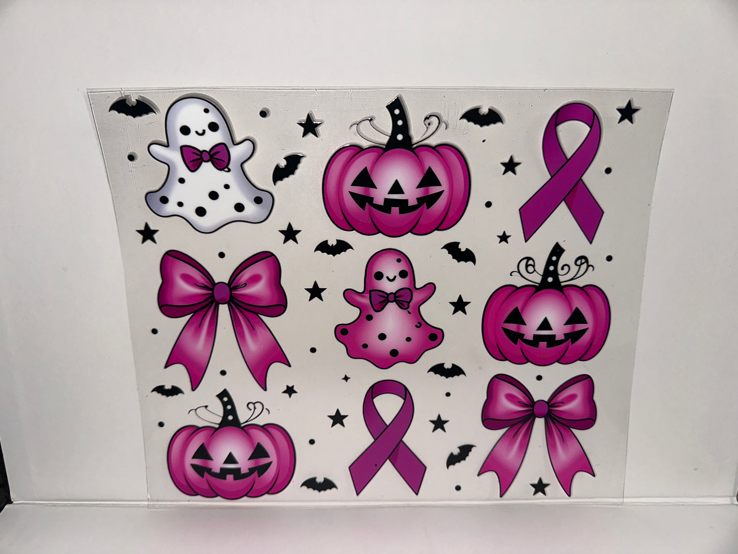 H792 ghost and bows and cancer awareness 24oz
