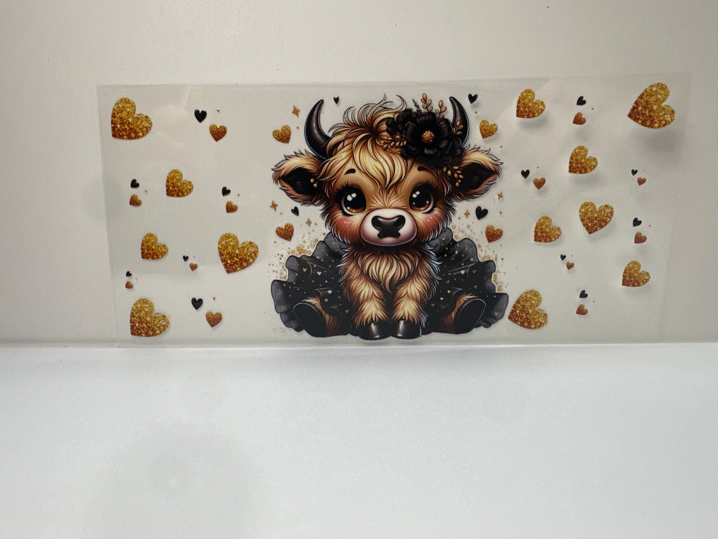 F435 cow with black tutu and gold hearts