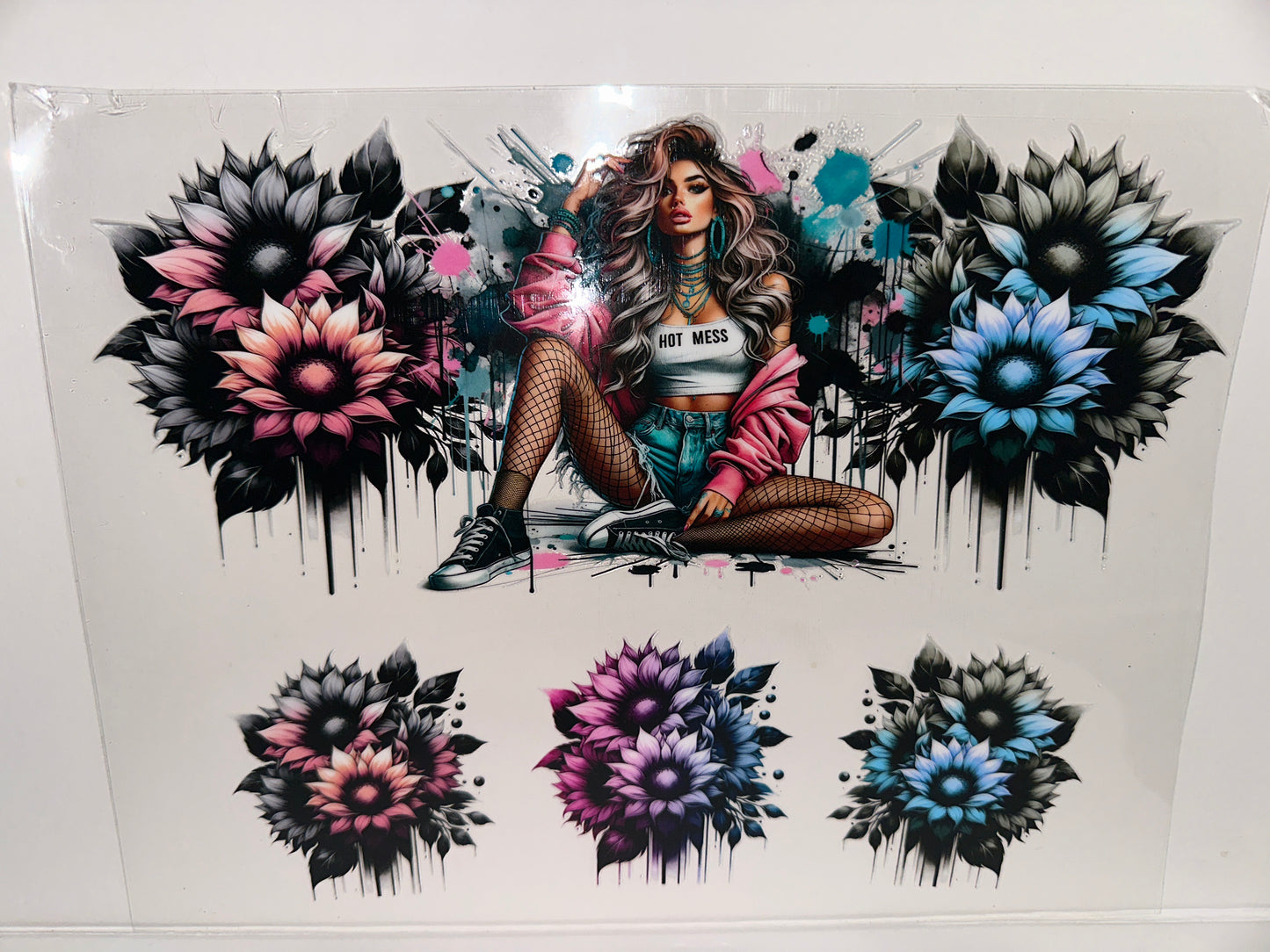 H795 Hot Mess Girl with flowers 40oz