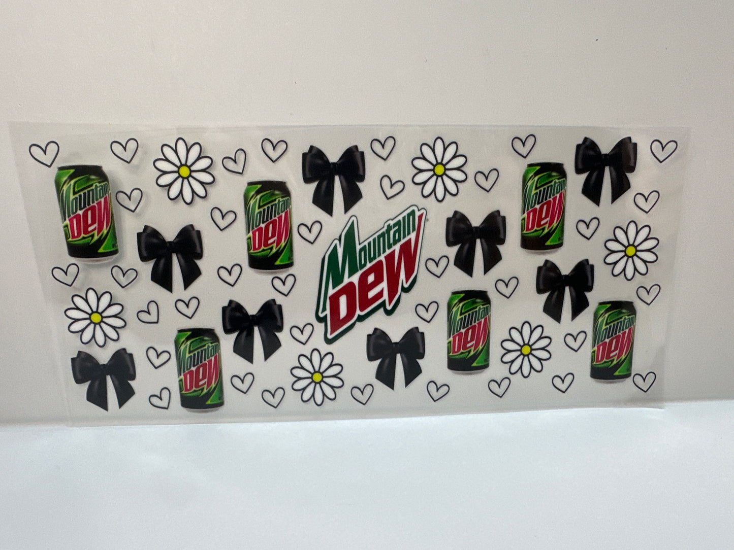 F629 Mountain Dew, soda with flowers, hearts, and bows
