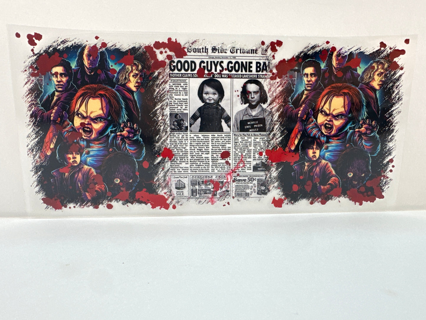 F943 horror Chucky newspaper