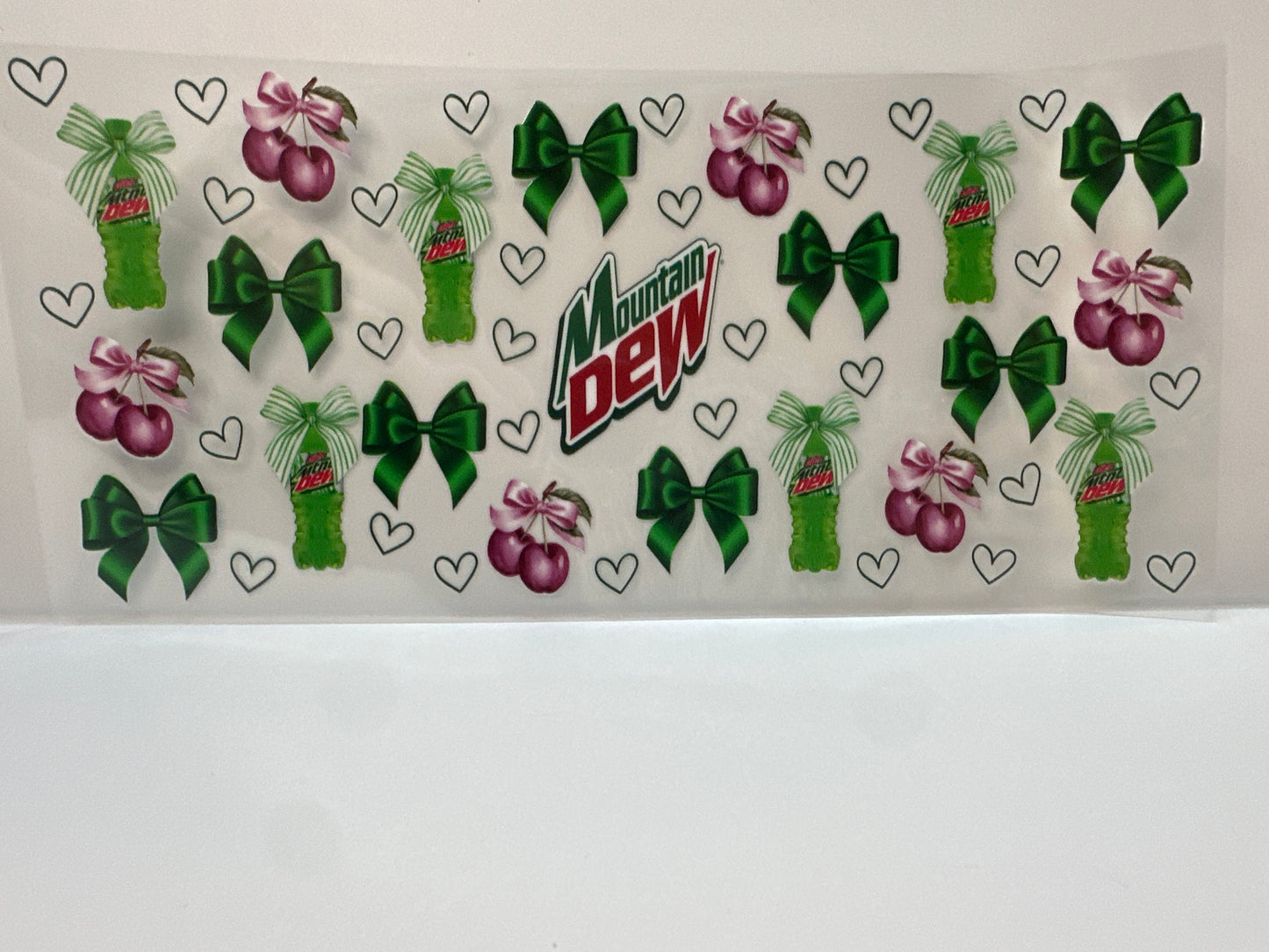 F638 Mountain Dew, soda with cherries, hearts, and bows