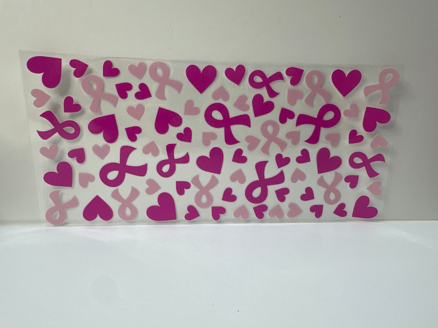 G354 pink breast cancer bows with hearts