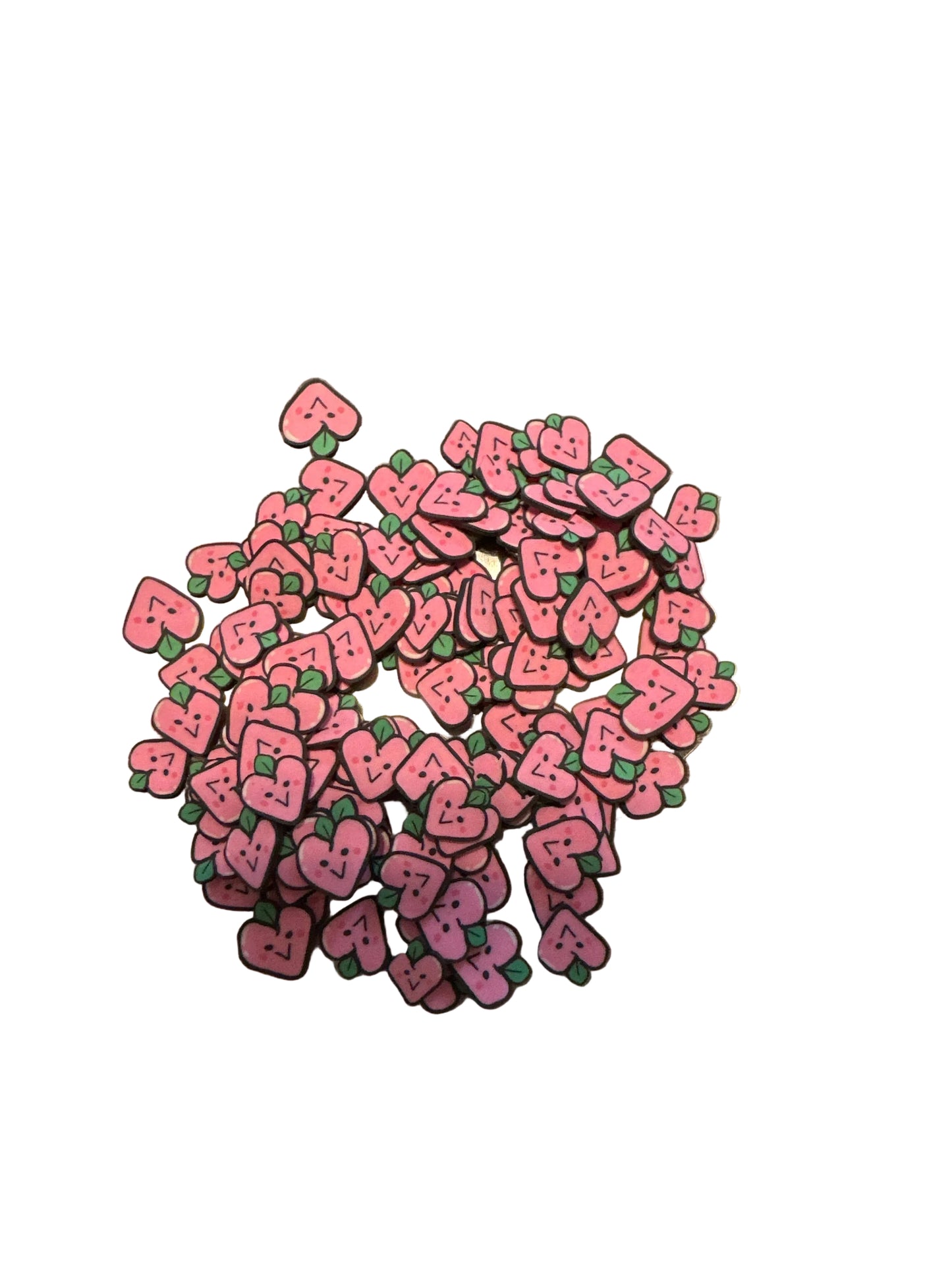 Strawberry Hearts Clay Pieces – Shaped Glitter 8g | Luxy Customs