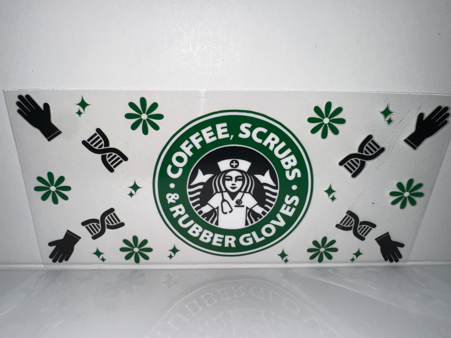 G1054 coffee Starbucks, coffee, scrubs and rubber gloves nurse