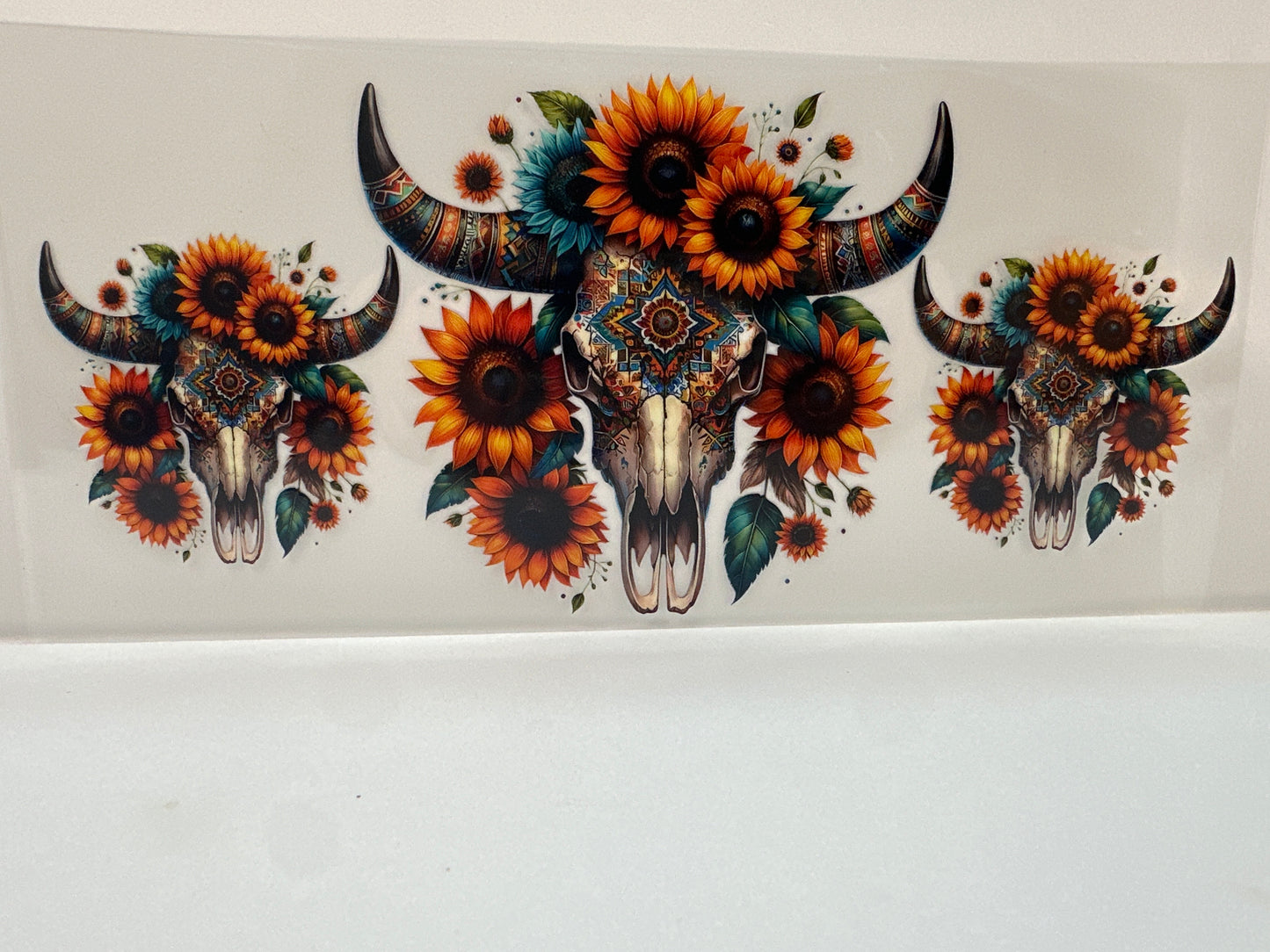 F927 western skulls with sunflower