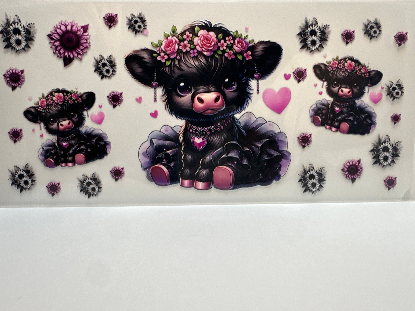 F418 Black Cow with pink