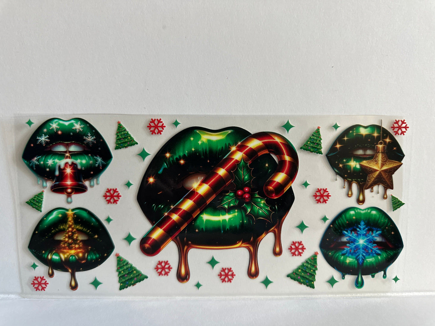 H83 green lips with candy cane Christmas