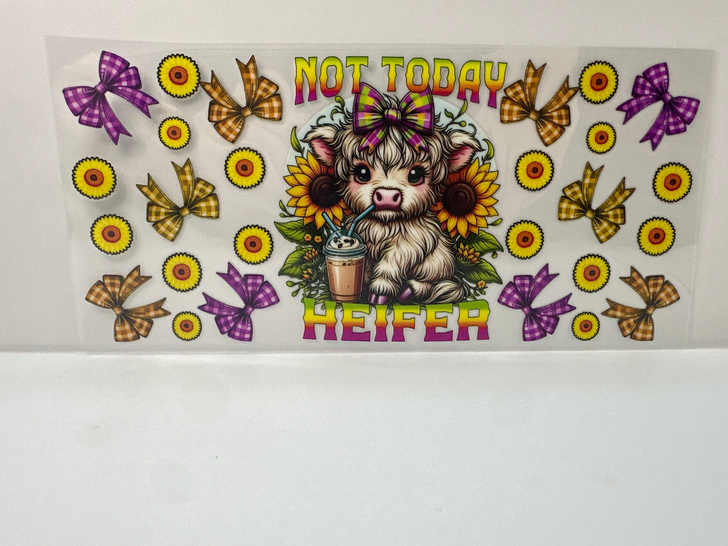 F847 not today heifer cow with flowers and bows