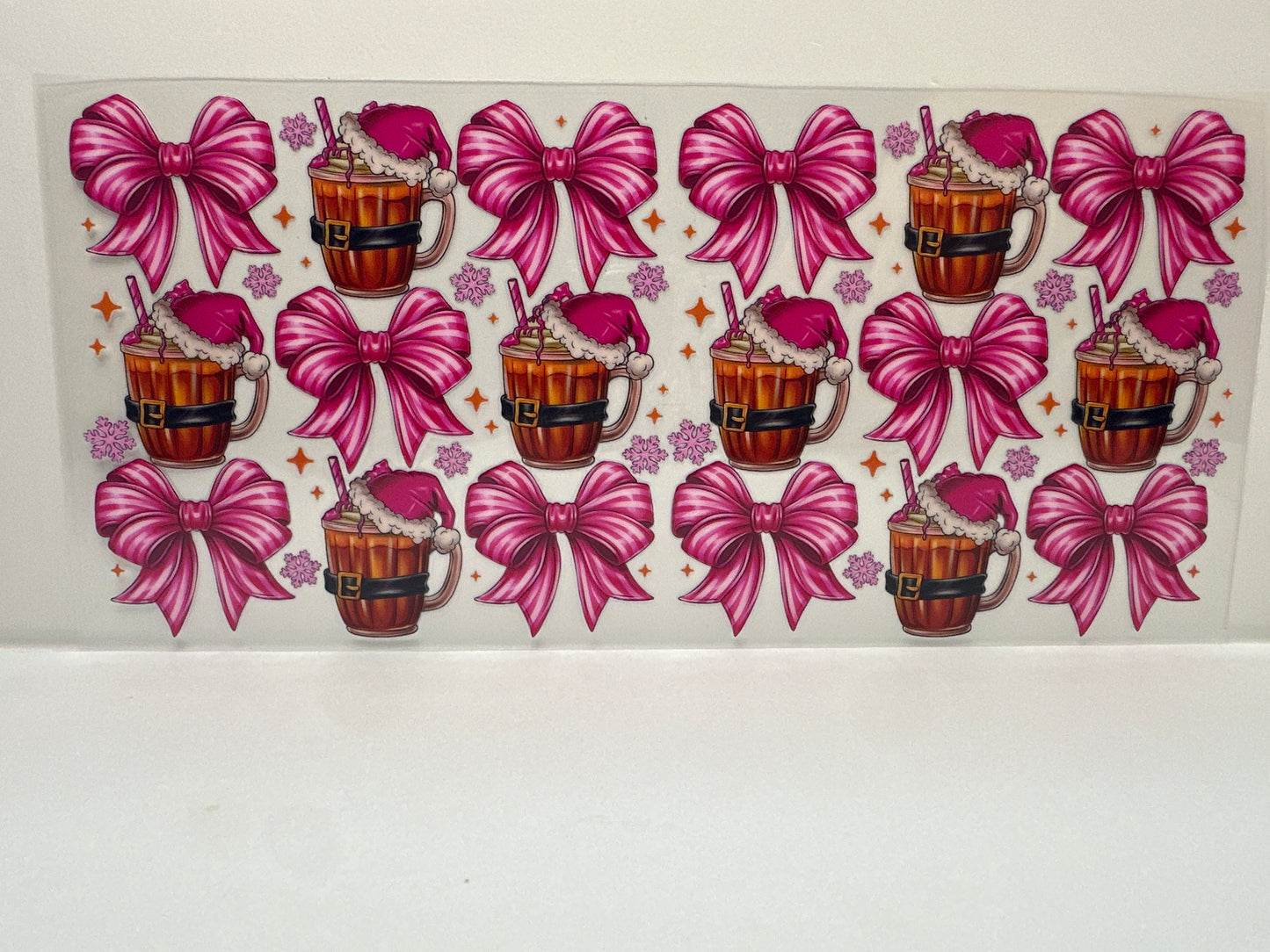 F825 Christmas drinks with pink bows