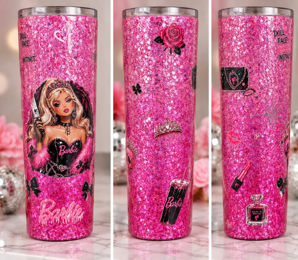 30oz Pink Ombré Epoxy Doll Face Killer Design