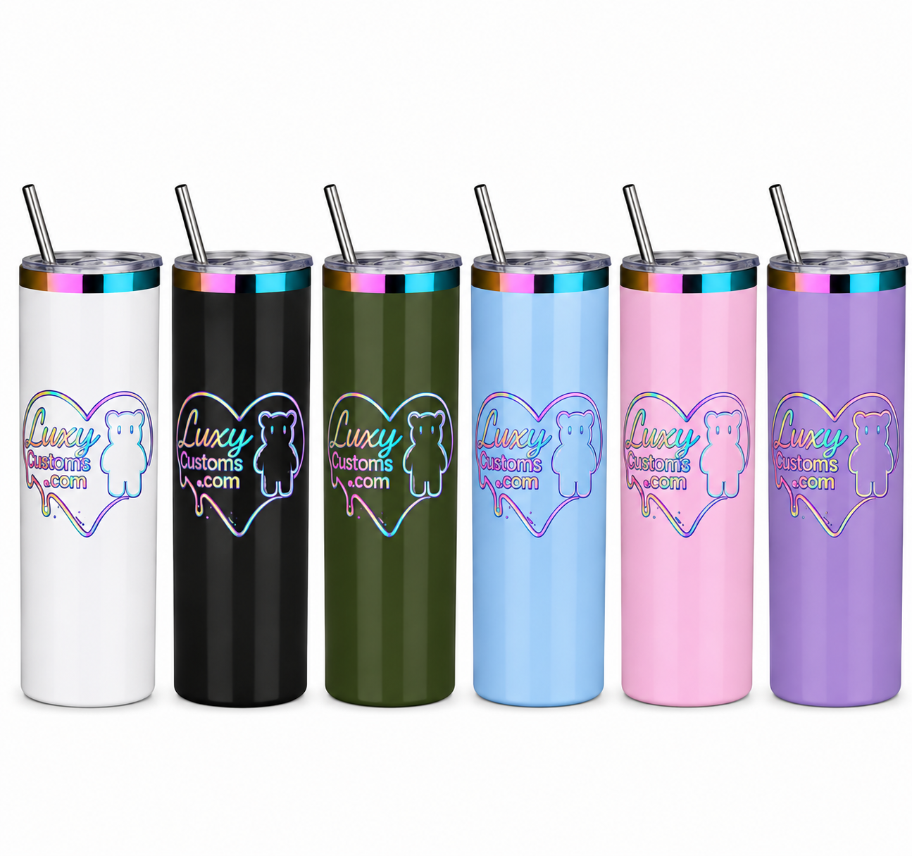 20oz Personalized Rainbow Engraved Tumbler | Custom Laser Engraved Cup