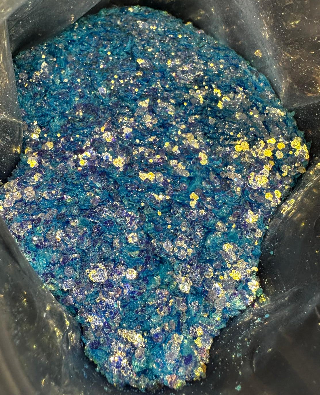 ๐ Berry Drip Bear โ Deep Sapphire & Violet Chunky Glitter