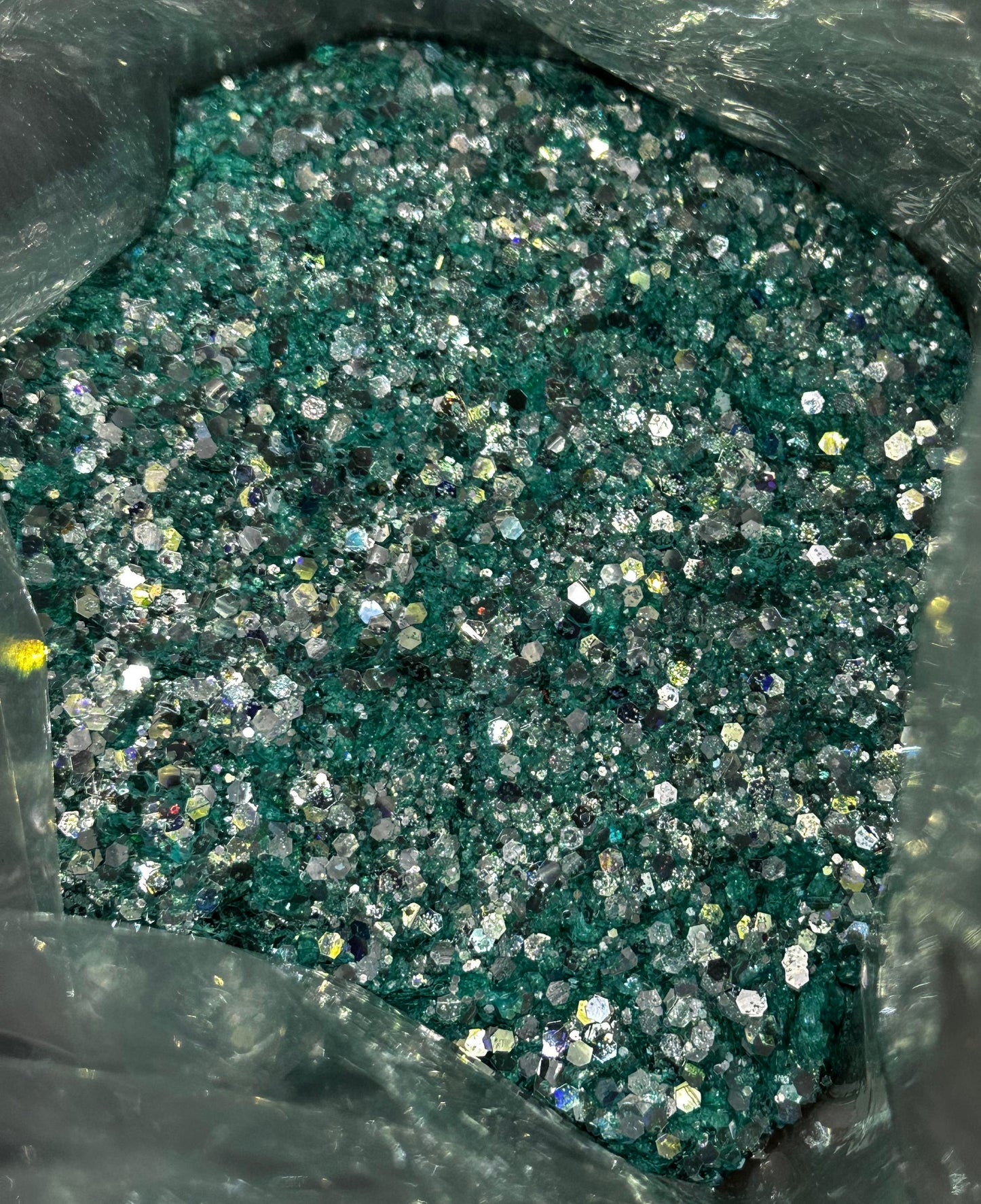 🧸 Sea Breezy Bear – Mirror Aqua Glitter