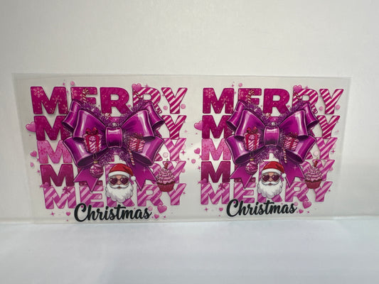 G253 merry Christmas pink bow with Santa