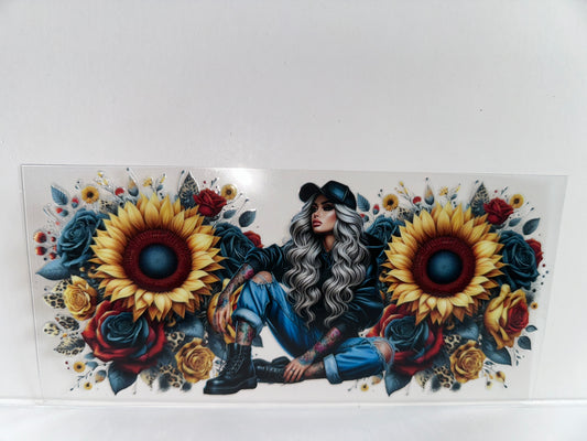 H34 tattoo girl with sunflowers