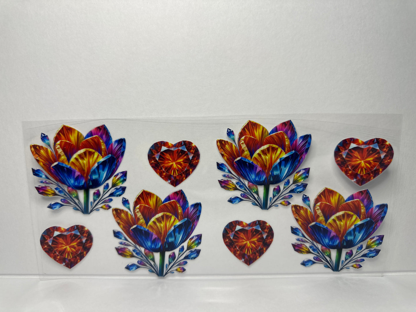 H1466 Diamond heart and flowers multi color