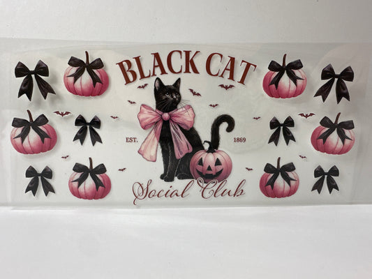 G738 black cat with pink pumpkin Halloween