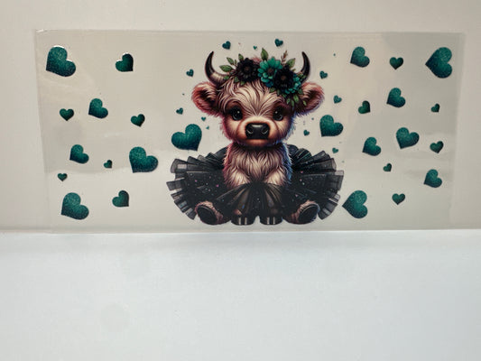 F430 cow with black tutu w/ teal hearts