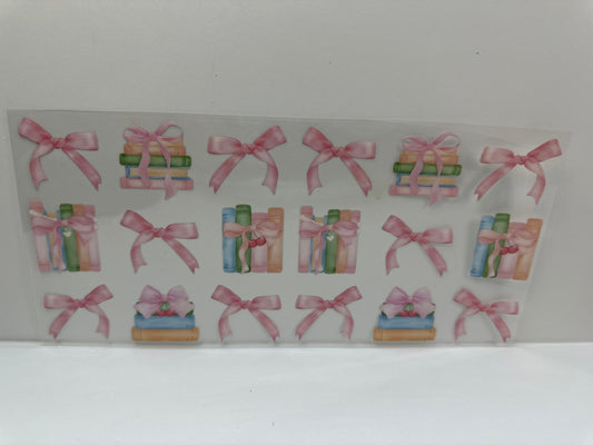 G442 books with pink bows , book club