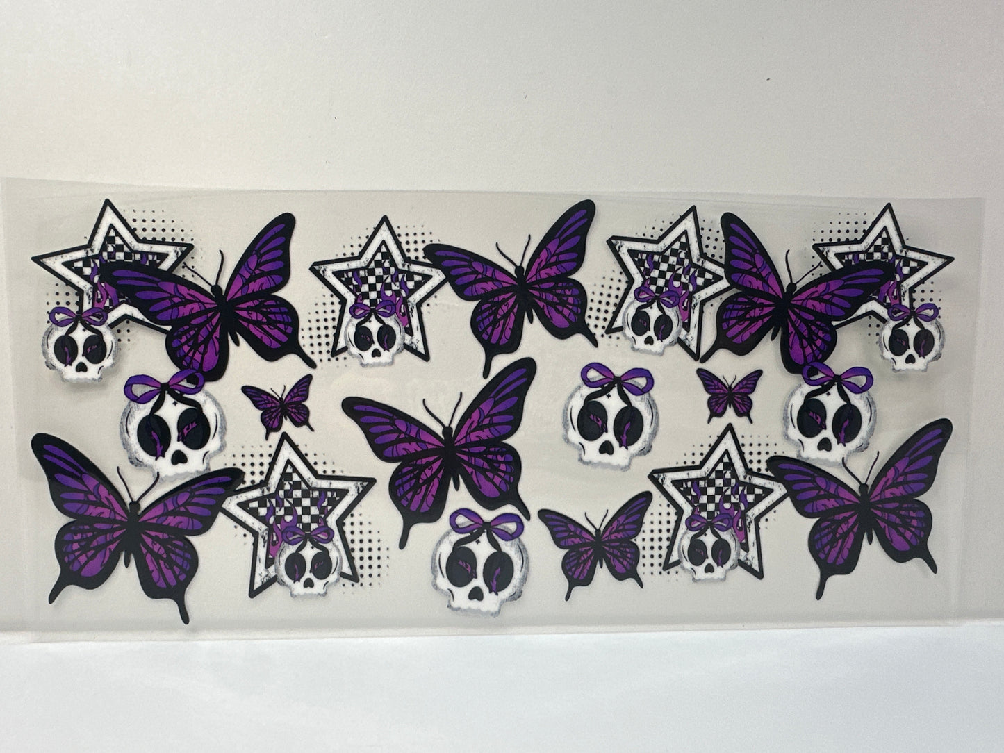 G515 plaid skulls with butterflies purple
