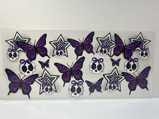 G515 plaid skulls with butterflies purple