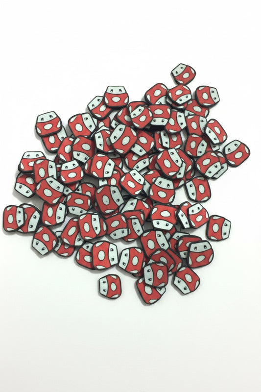 Mario Bros Mushroom  Clay Pieces – Shaped Glitter 8g | Luxy Customs