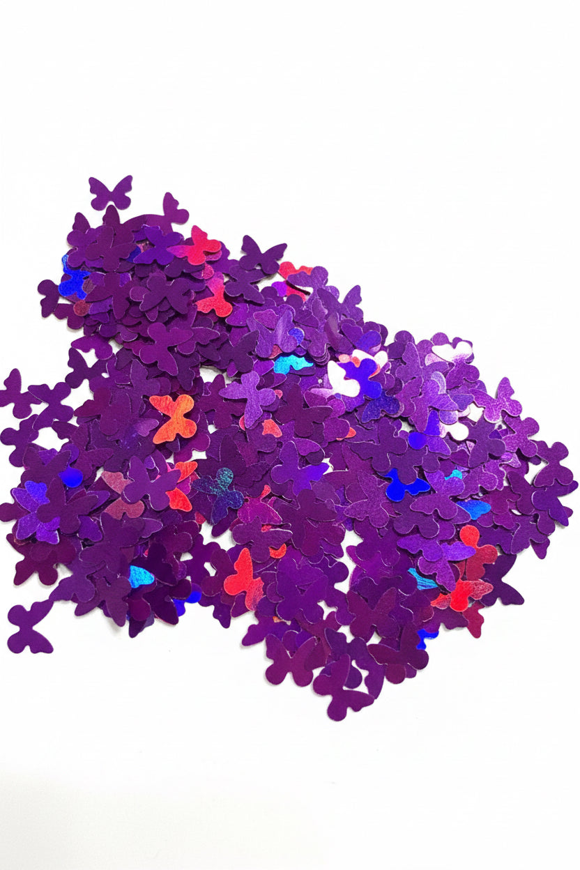 Purple Holographic Butterfly Shaped Glitter | Luxy Customs – Shaped Glitter 8g | Luxy Customs