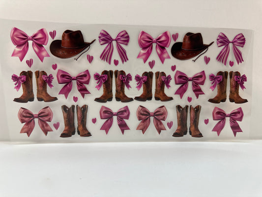 F928 western cowboy boots and hats with pink bows