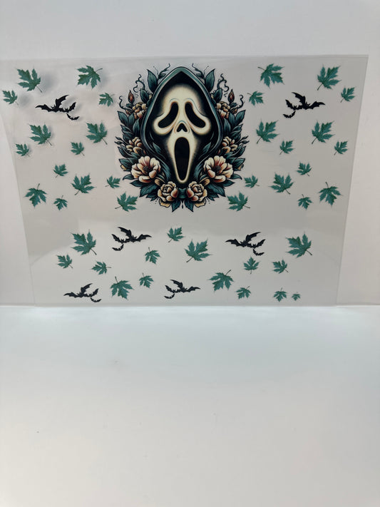 F774 scream, Halloween with leaves and bats 40 ounce cup wrap