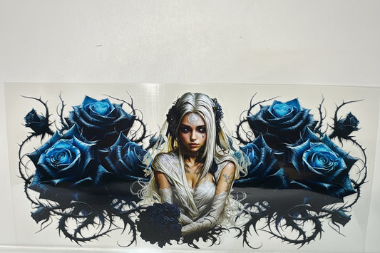 H1217 Girl blue flowers