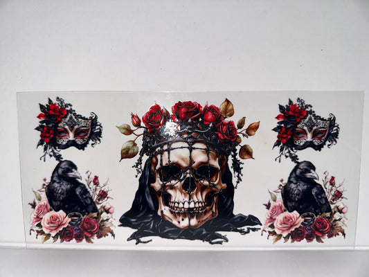 G1266 skulls crows and roses