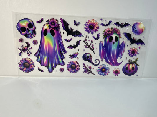 G139 colorful ghost with pumpkins