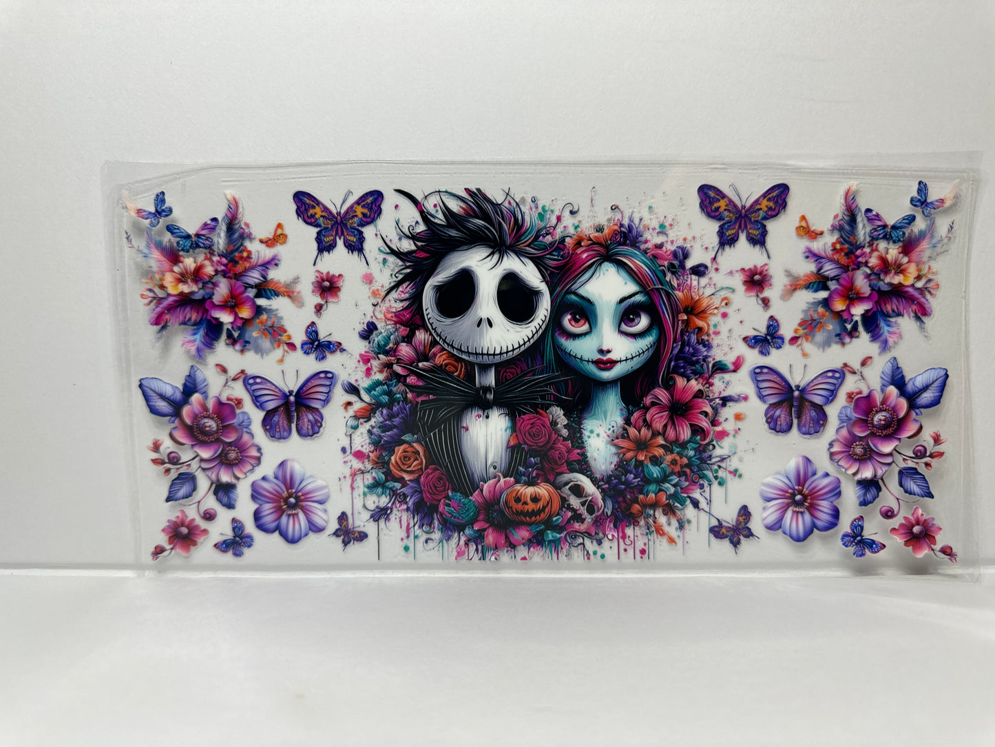 E389 Nightmare Skulls w/ butterflies and flowers