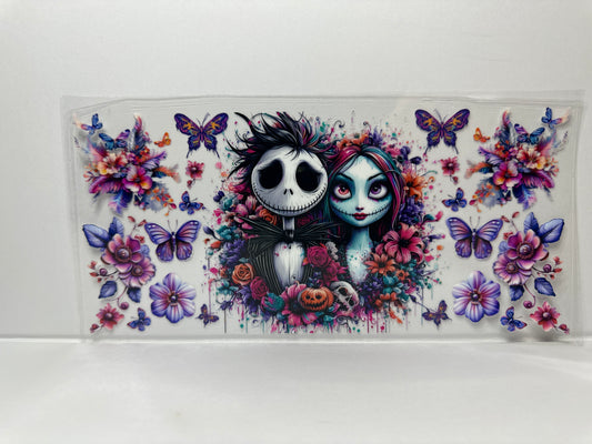 E389 Nightmare Skulls w/ butterflies and flowers
