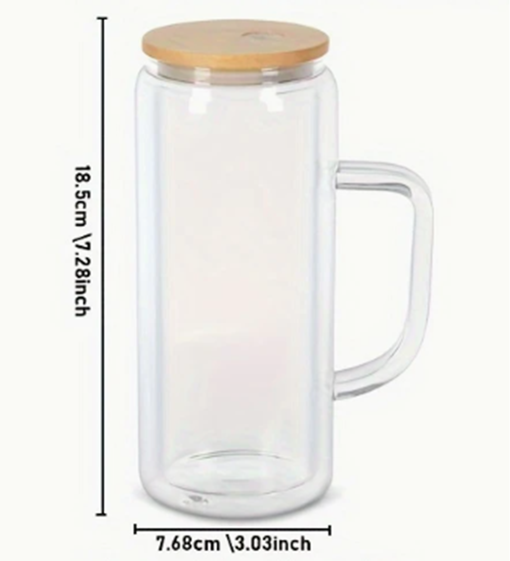 ❄️ 20oz Glass Snow Globe Cup with Handle & Bamboo Lid