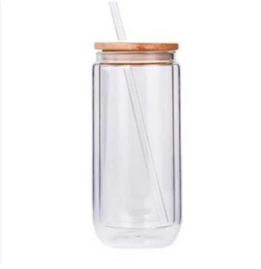 ❄️ 16oz Glass Snow Globe Cup with Bamboo Lid